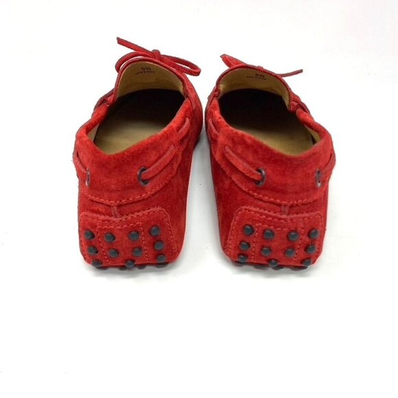 TOD'S Suede Gommino Loafers Moc Toe Loafer Driver Red Orange Men's US 6.5 NWOB - Picture 7 of 11
